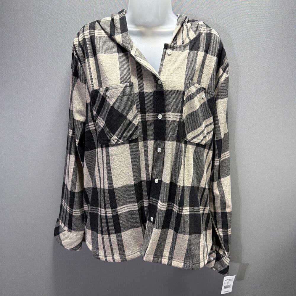 Thread & Supply Hooded Fleece Shacket Plus Size 3X Stretch New W Tags